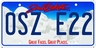 SD license plate 0SZE22