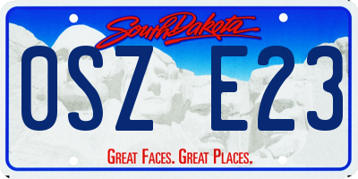 SD license plate 0SZE23