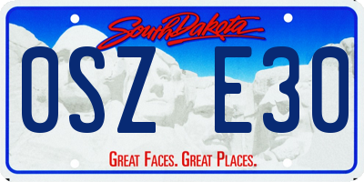 SD license plate 0SZE30