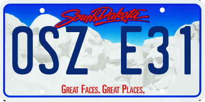 SD license plate 0SZE31