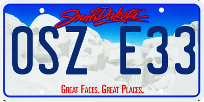 SD license plate 0SZE33