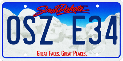 SD license plate 0SZE34