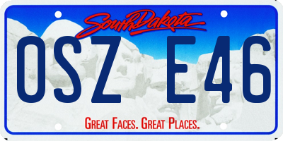 SD license plate 0SZE46