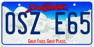 SD license plate 0SZE65