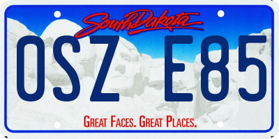 SD license plate 0SZE85