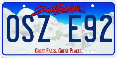 SD license plate 0SZE92