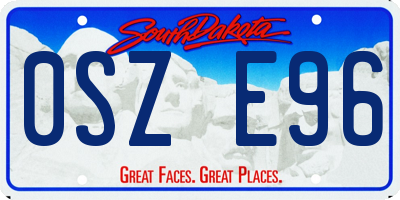 SD license plate 0SZE96