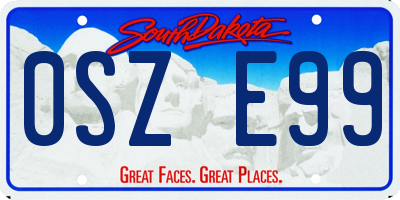 SD license plate 0SZE99