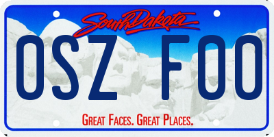 SD license plate 0SZF00