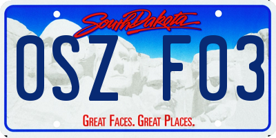 SD license plate 0SZF03
