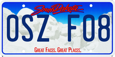 SD license plate 0SZF08