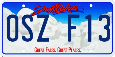 SD license plate 0SZF13