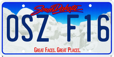 SD license plate 0SZF16