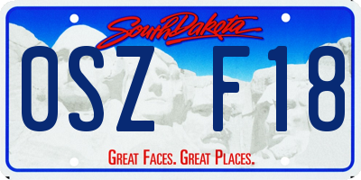 SD license plate 0SZF18