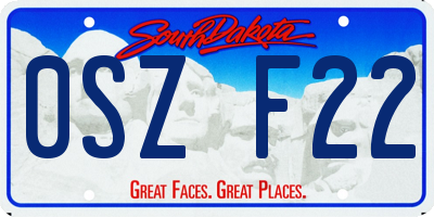 SD license plate 0SZF22