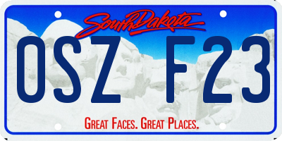 SD license plate 0SZF23