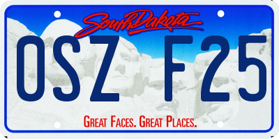 SD license plate 0SZF25