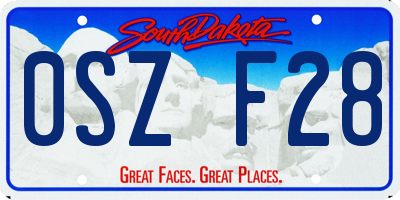 SD license plate 0SZF28