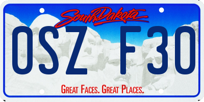 SD license plate 0SZF30