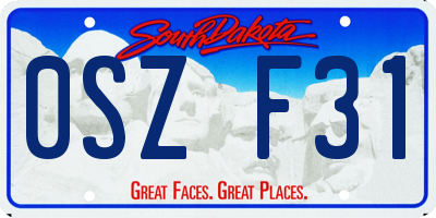 SD license plate 0SZF31