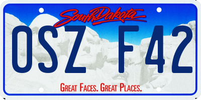 SD license plate 0SZF42