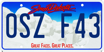 SD license plate 0SZF43