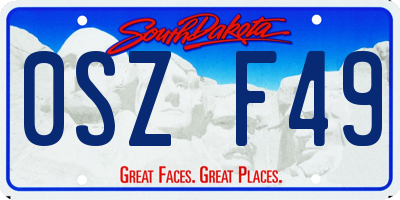 SD license plate 0SZF49