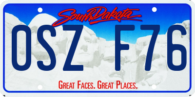SD license plate 0SZF76