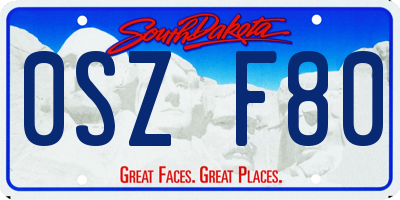 SD license plate 0SZF80