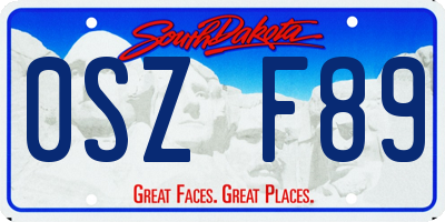 SD license plate 0SZF89