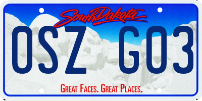 SD license plate 0SZG03