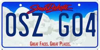 SD license plate 0SZG04