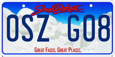 SD license plate 0SZG08