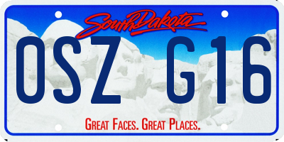 SD license plate 0SZG16