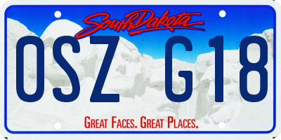SD license plate 0SZG18