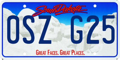 SD license plate 0SZG25