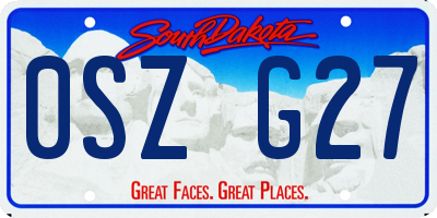 SD license plate 0SZG27