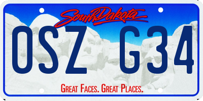 SD license plate 0SZG34