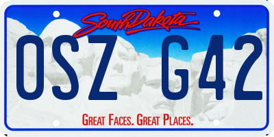 SD license plate 0SZG42