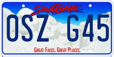 SD license plate 0SZG45