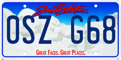 SD license plate 0SZG68