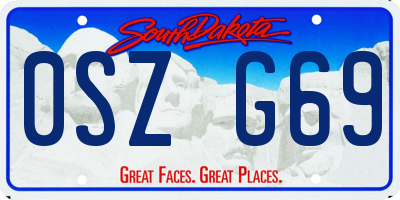 SD license plate 0SZG69