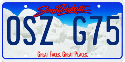 SD license plate 0SZG75