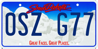 SD license plate 0SZG77