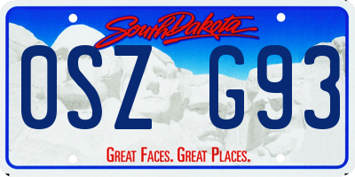 SD license plate 0SZG93