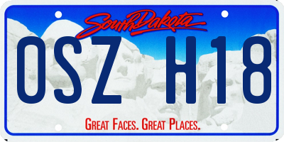 SD license plate 0SZH18