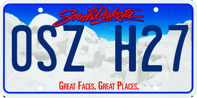 SD license plate 0SZH27