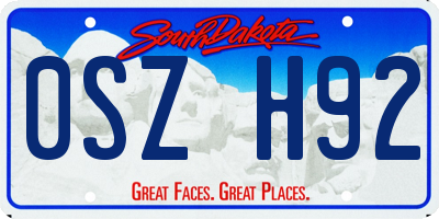 SD license plate 0SZH92