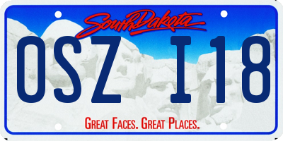 SD license plate 0SZI18