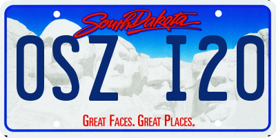 SD license plate 0SZI20